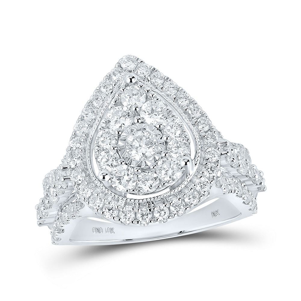 10K White Or Yellow Gold Round Diamond Teardrop Bridal Wedding Engagement Ring, Womens Size: 5-10