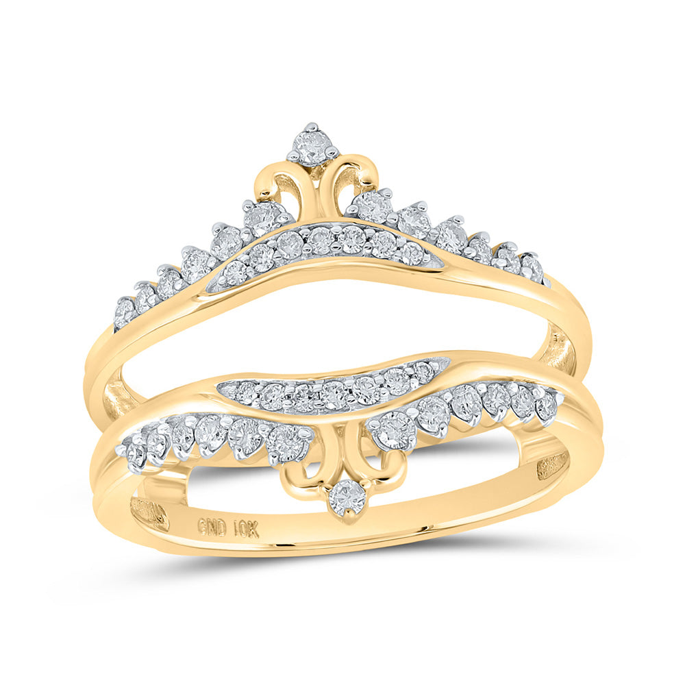 10K White Or Yellow Gold Womens Round Diamond Wrap Enhancer Wedding Band , Womens Size: 5-10