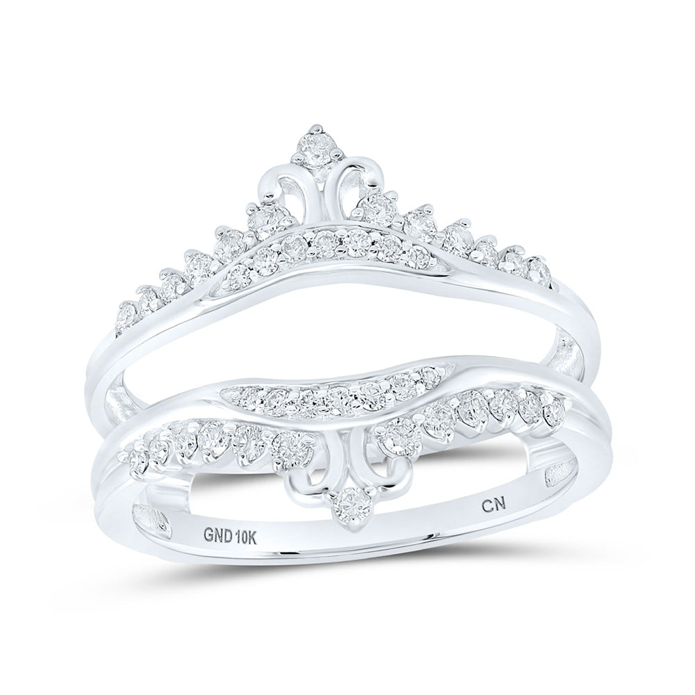 10K White Or Yellow Gold Womens Round Diamond Wrap Enhancer Wedding Band , Womens Size: 5-10