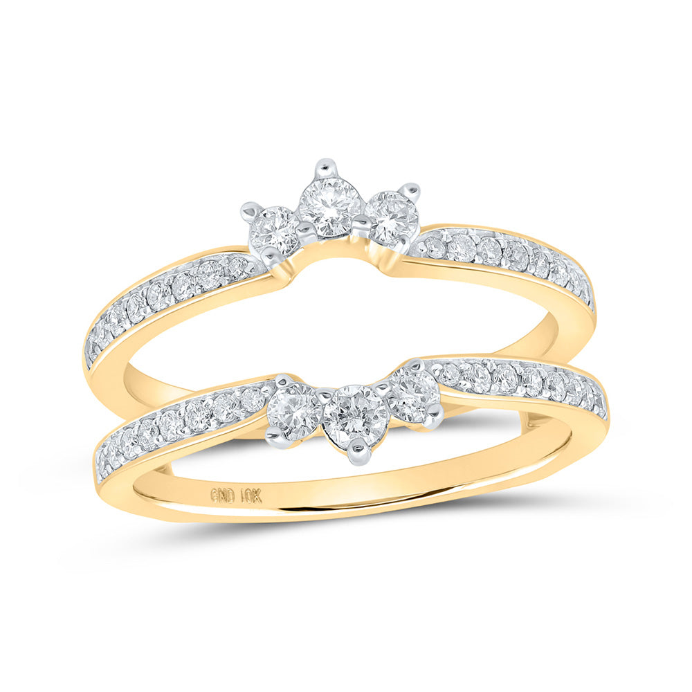 10K White Or Yellow Gold Womens Round Diamond Wrap Enhancer Wedding Band , Womens Size: 5-10