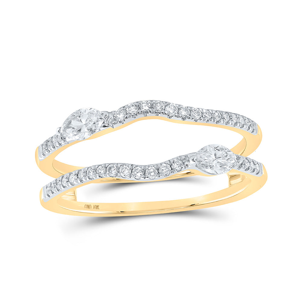 10K White Or Yellow Gold Womens Round Diamond Wrap Enhancer Wedding Band , Womens Size: 5-10