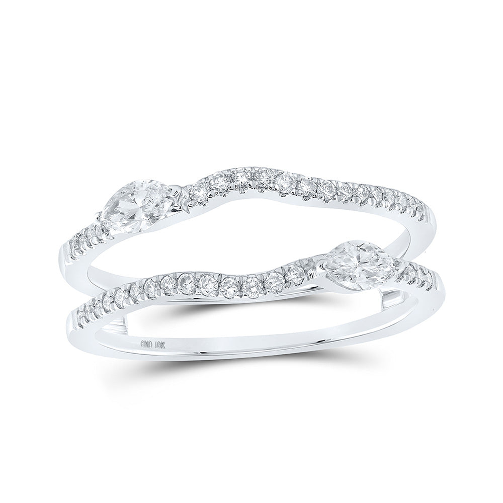 10K White Or Yellow Gold Womens Round Diamond Wrap Enhancer Wedding Band , Womens Size: 5-10