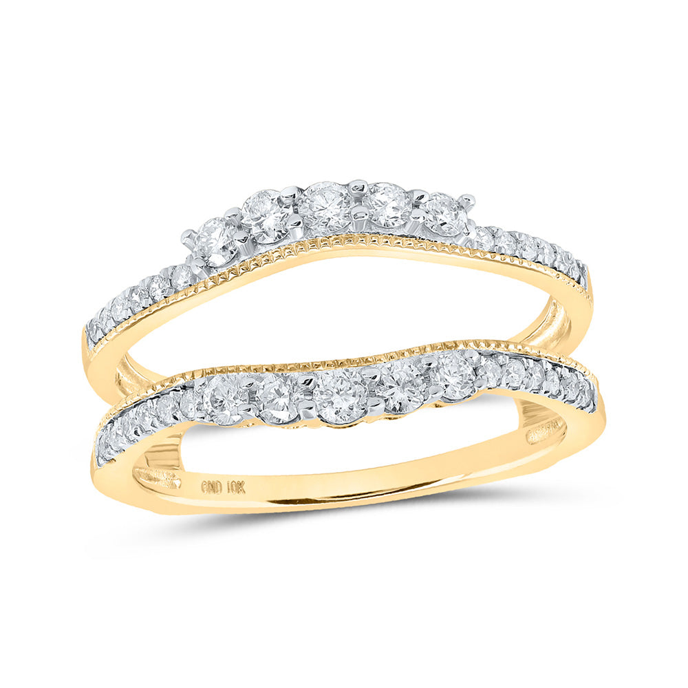 10k Yellow Or Rose Gold Womens Diamond Wrap Enhancer Wedding Band 1/2 Cttw, Womens Size: 5-10