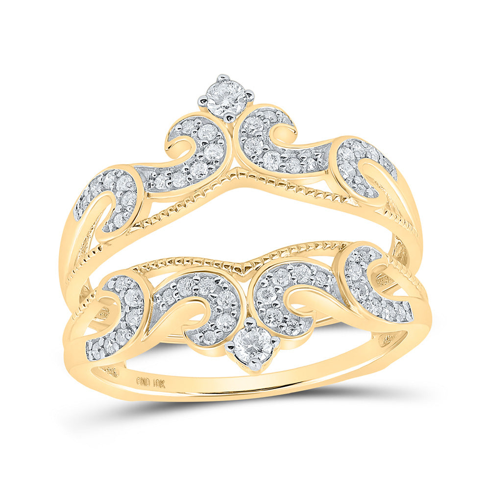 10K White Or Yellow Gold Womens Round Diamond Wrap Enhancer Wedding Band , Womens Size: 5-10