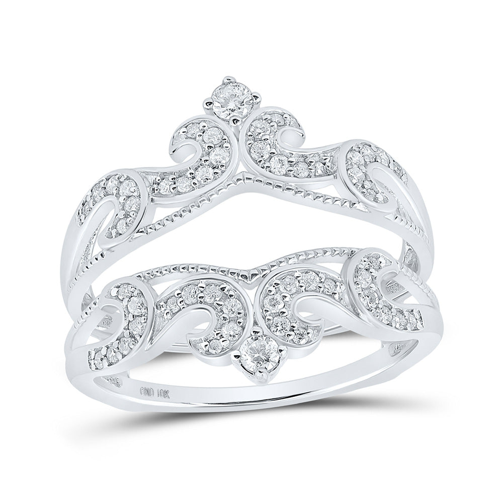 10K White Or Yellow Gold Womens Round Diamond Wrap Enhancer Wedding Band , Womens Size: 5-10