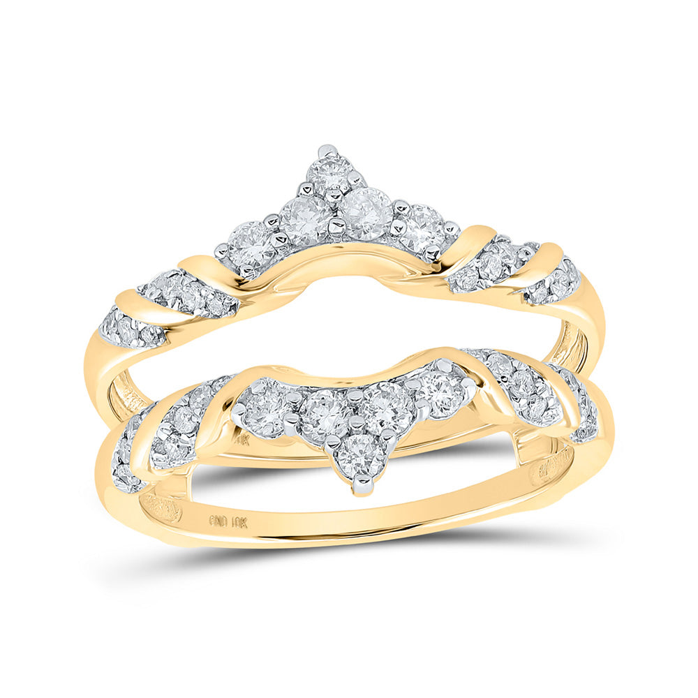 10K Yellow Or White Gold Womens Round Diamond Wrap Enhancer Wedding Band 1/2 Cttw, Womens Size: 5-10