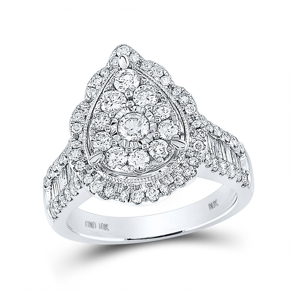 10K White Or Yellow Gold Round Diamond Teardrop Bridal Wedding Engagement Ring, Womens Size: 5-10