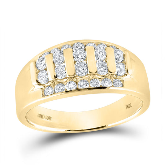 14K Yellow Gold Mens Round Diamond Channel-set Band Ring 1 Cttw, Mens Size: 7-13