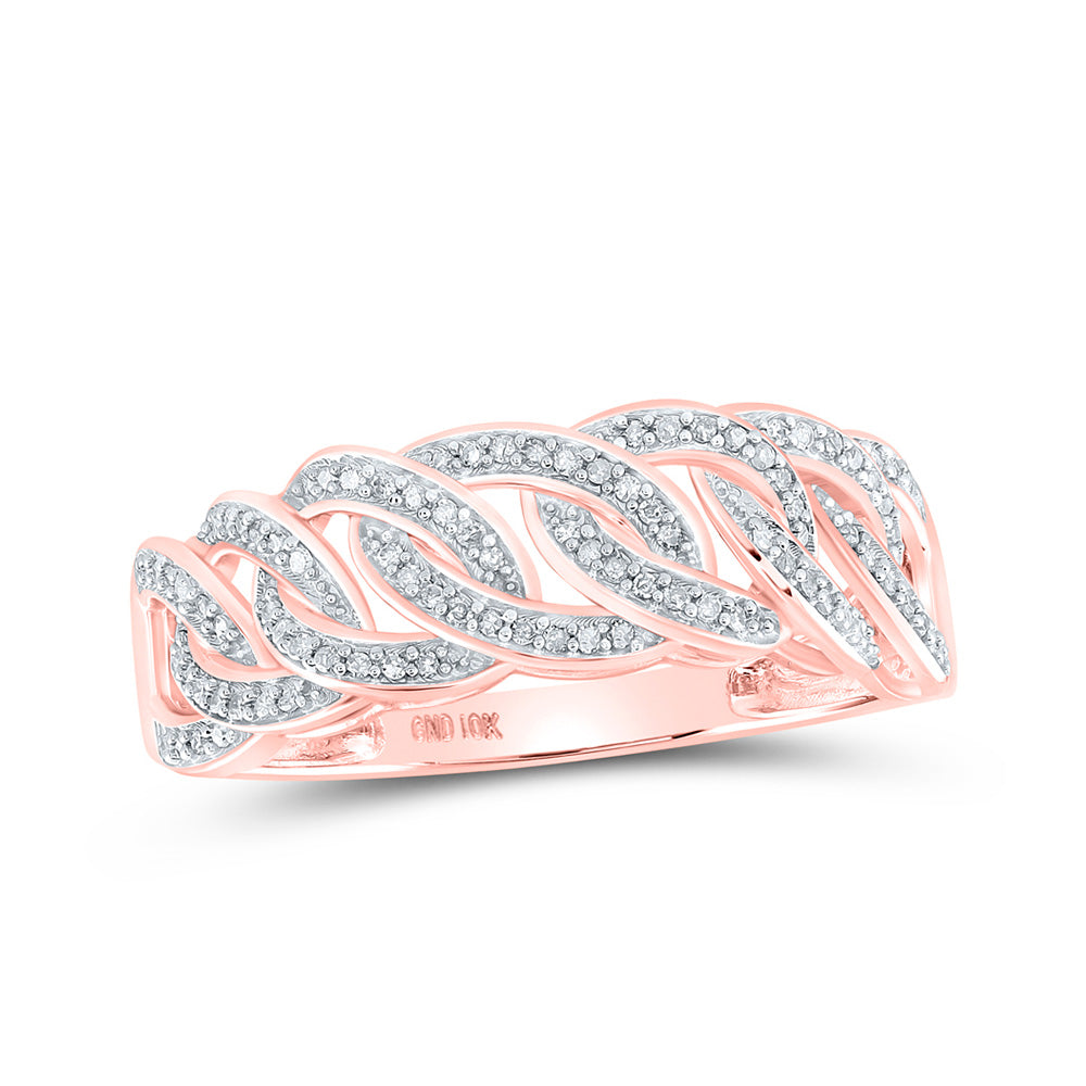 10K White Or Rose Gold Mens Round Diamond Curb Link Band Ring , Mens Size: 7-13