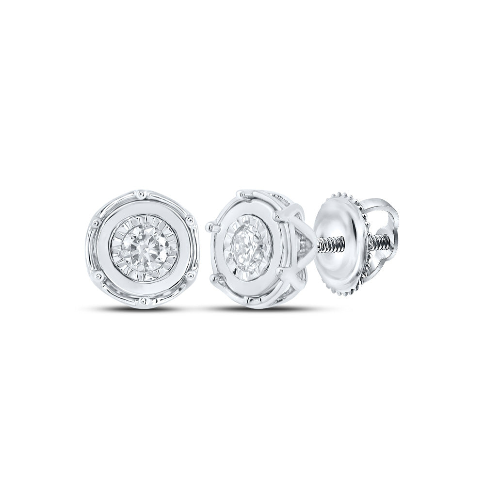 10K White Or Yellow Gold Womens Round Diamond Cluster Earrings