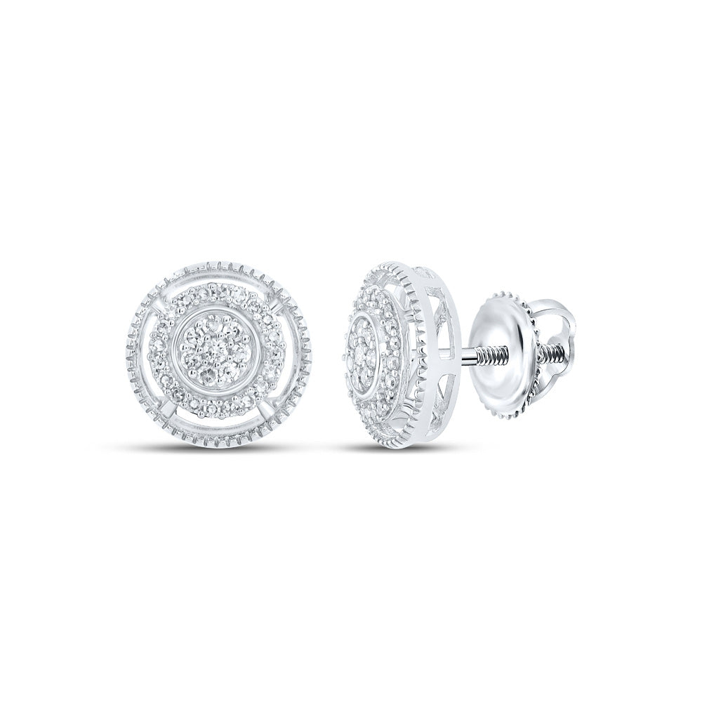 10K White Gold Womens Round Diamond Circle Earrings 1/4 Cttw