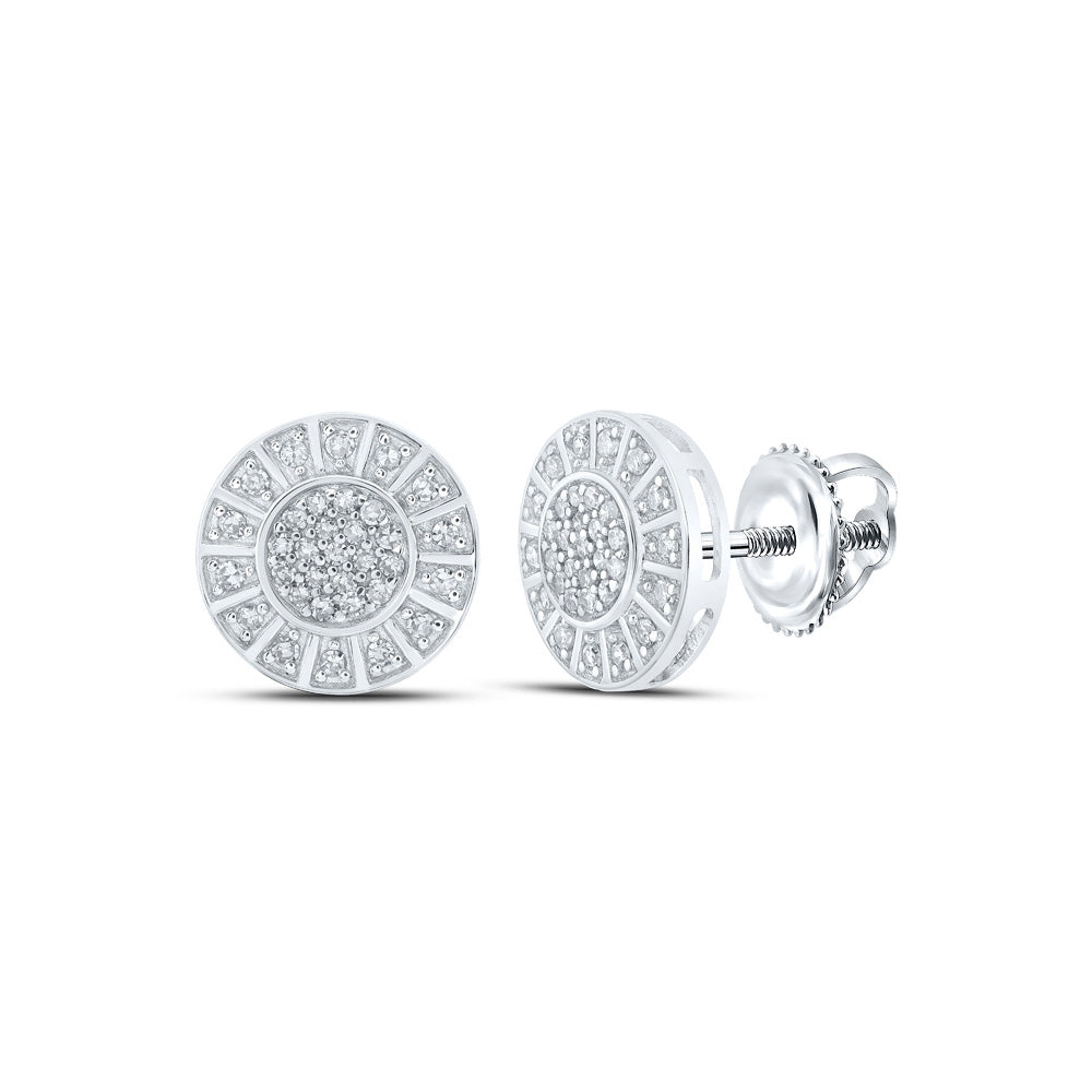 10K White Or Yellow Gold Womens Round Diamond Circle Earrings