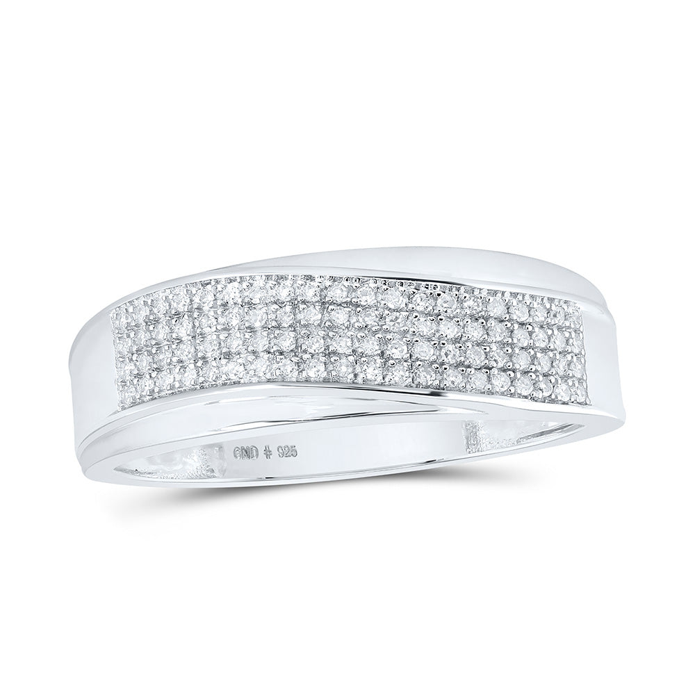 Sterling Silver His Hers Round Diamond Cluster Matching Wedding Set 1/2 Cttw, Womens Size: 5-10, Mens Size: 7-13