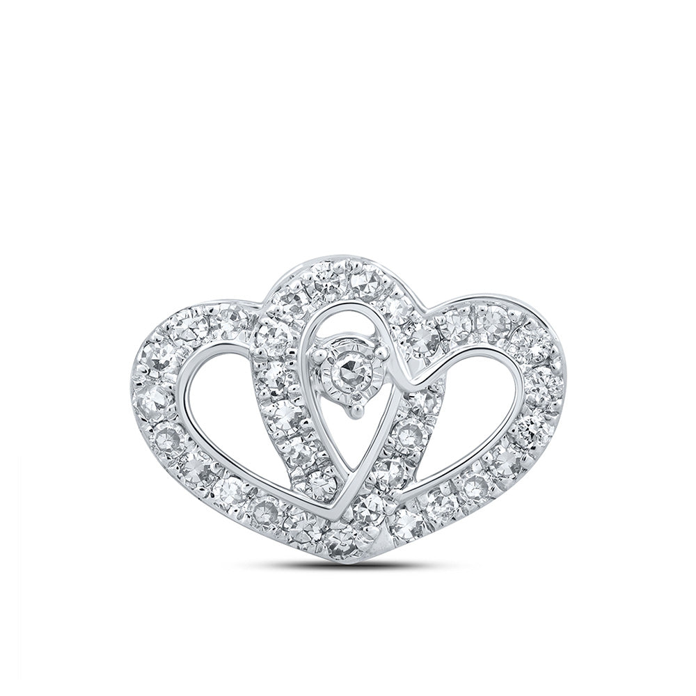 10K White Or Two-Tone Gold Womens Round Diamond Slide Heart Pendant