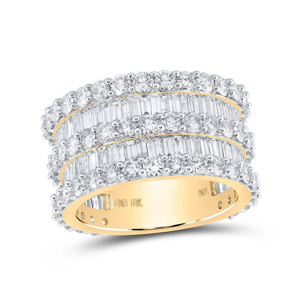 10K Yellow Or White Gold Mens Baguette Diamond Eternity Ring 6-7/8 Cttw, Mens Size: 7-13