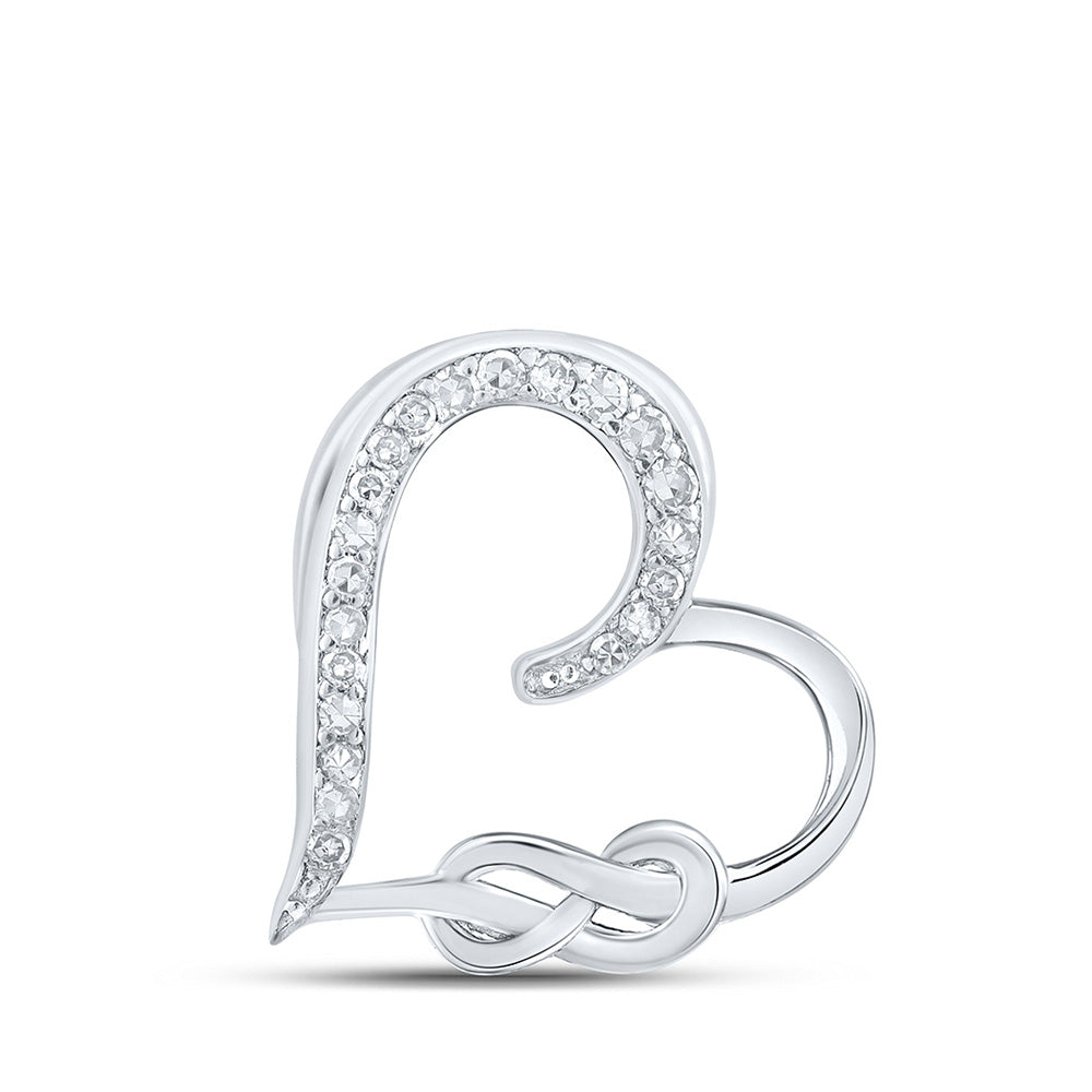 10k White Gold Or Sterling Silver Womens Round Diamond Infinity Heart Pendant