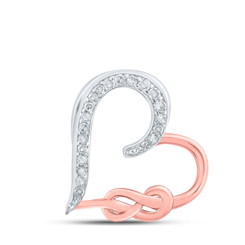 10k White Gold Or Sterling Silver Womens Round Diamond Infinity Heart Pendant