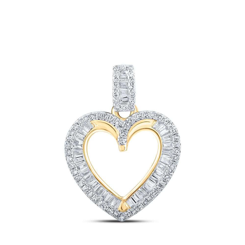 10K White Or Yellow Gold Womens Round Diamond Heart Pendant