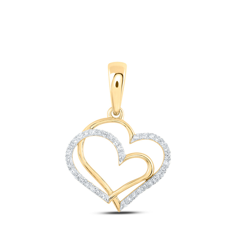 10K Yellow Or White Or Rose Gold Womens Round Diamond Heart Pendant