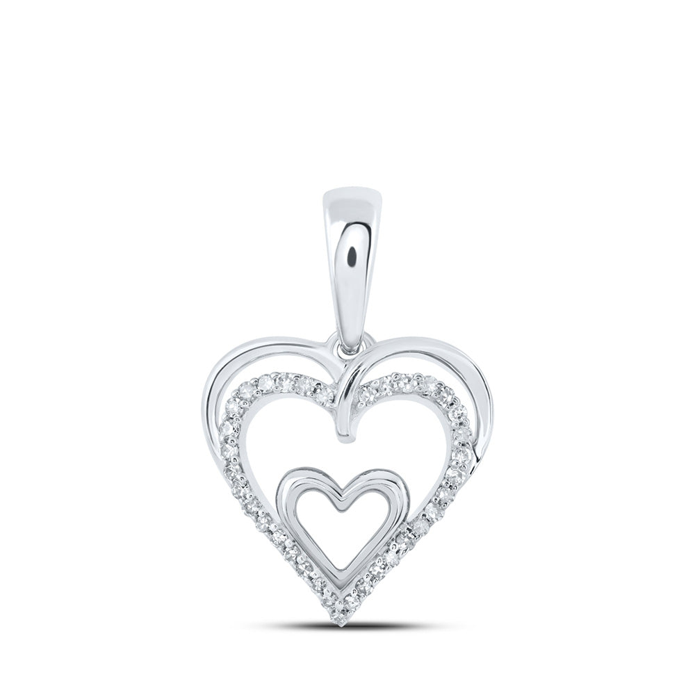 10K Yellow Or White Or Rose Gold Womens Round Diamond Heart Pendant