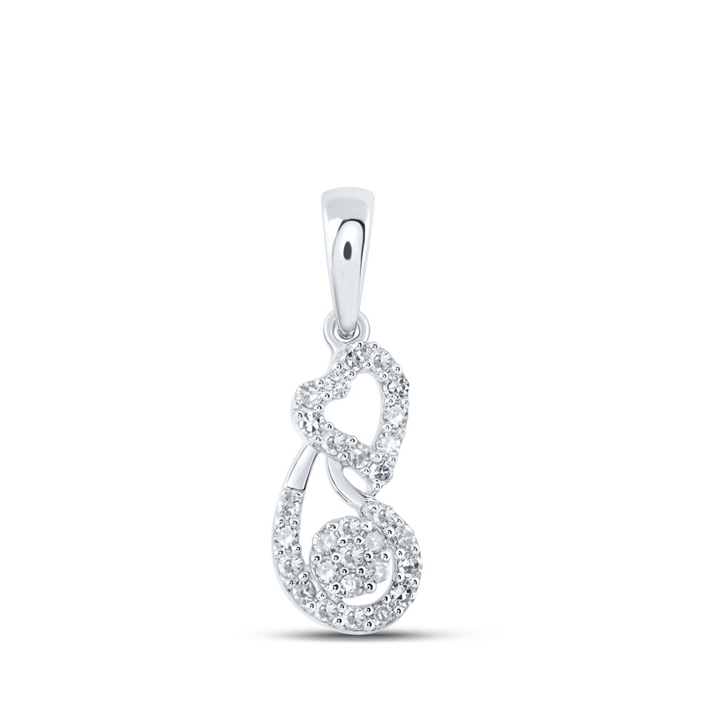 10K Yellow Or White Or Rose Gold Womens Round Diamond Heart Pendant