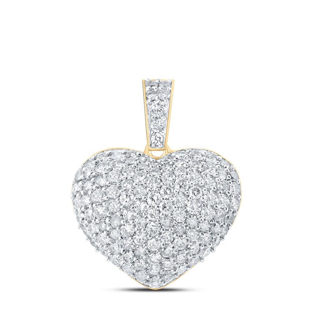 10K Yellow Or White Or Rose Gold Womens Round Diamond Heart Pendant