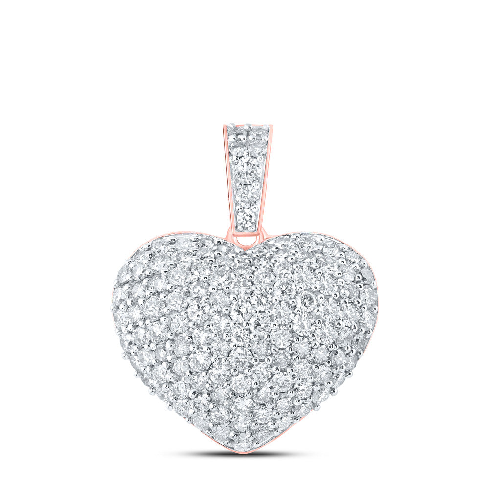 10K Yellow Or White Or Rose Gold Womens Round Diamond Heart Pendant