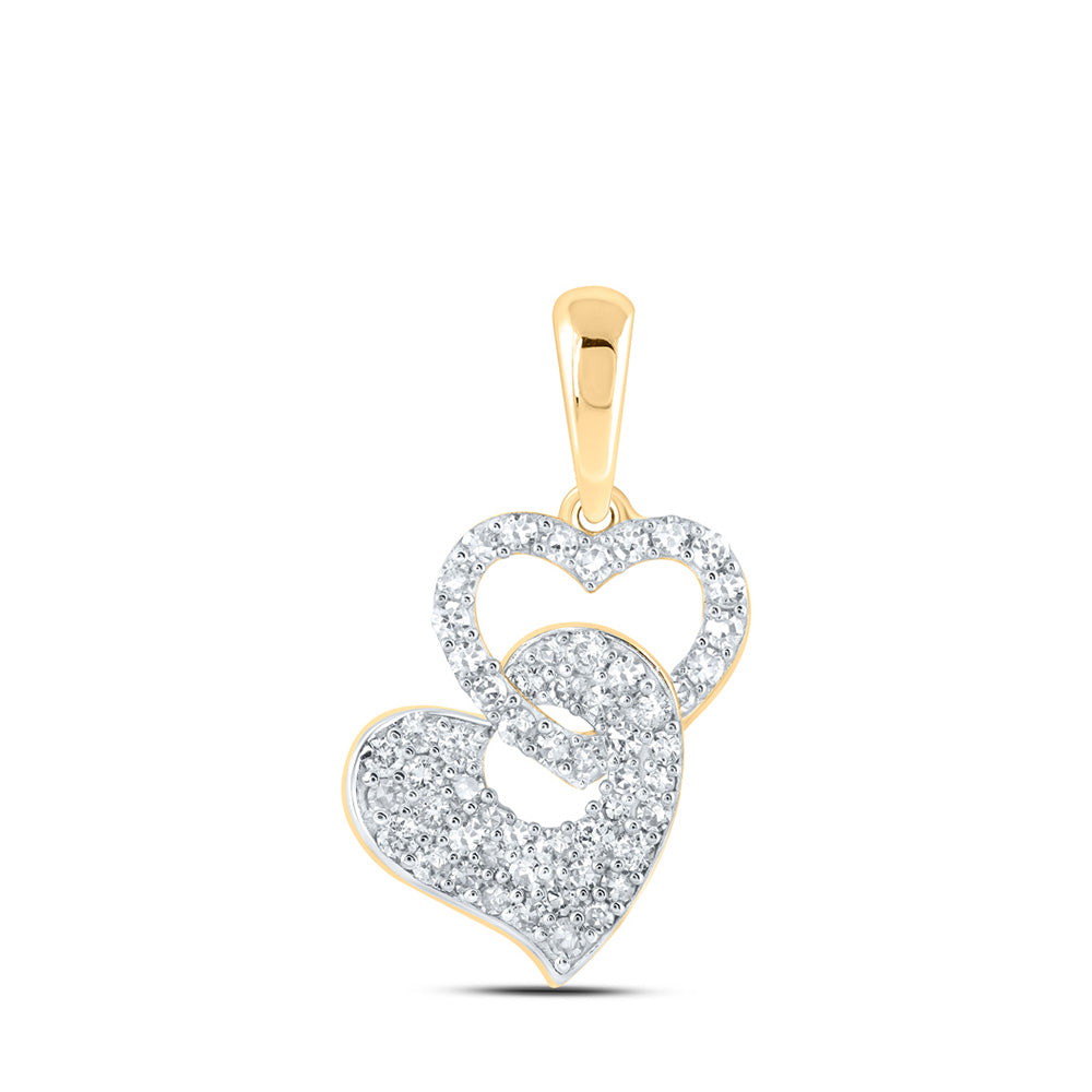 10K White Or Yellow Gold Womens Round Diamond Heart Pendant