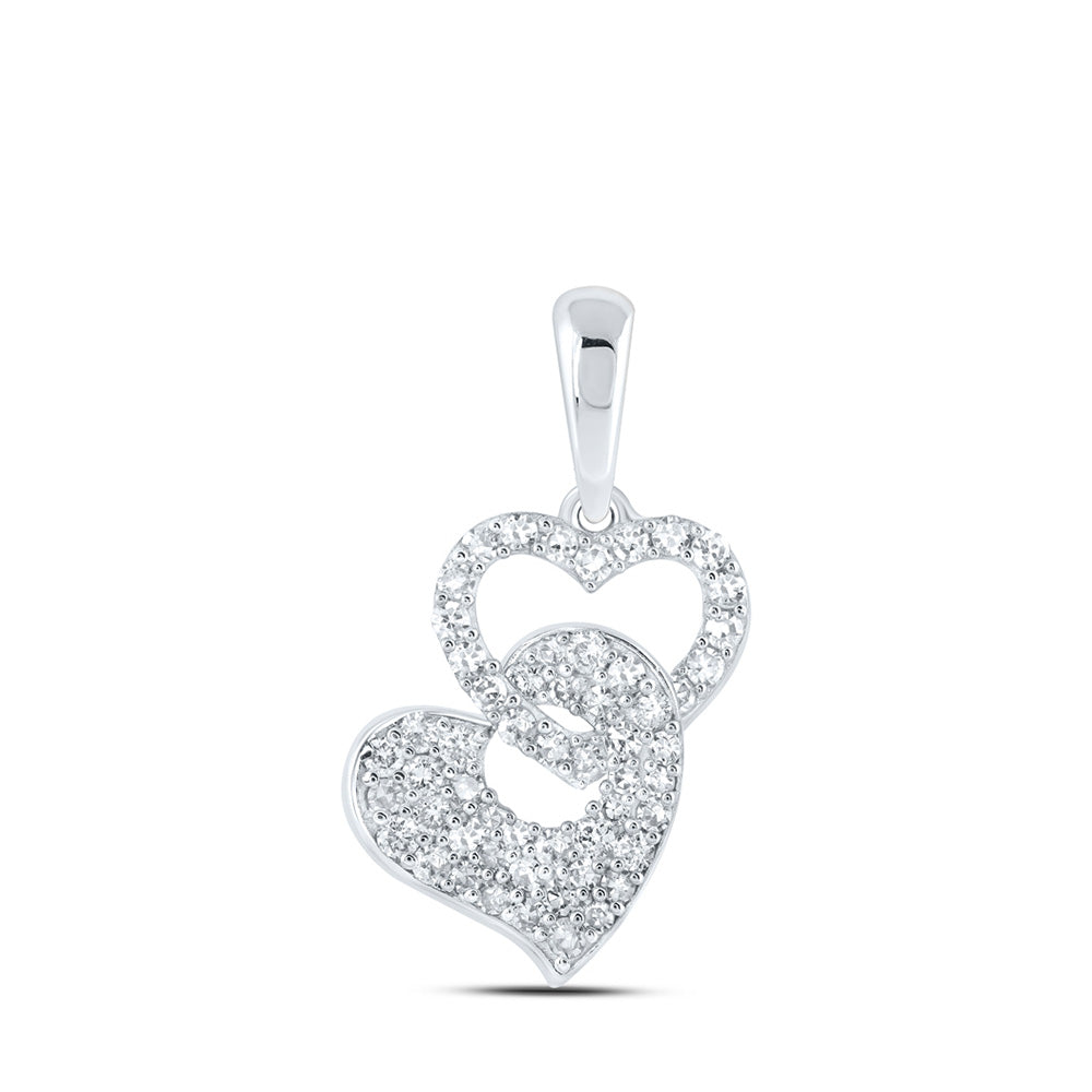 10K White Or Yellow Gold Womens Round Diamond Heart Pendant