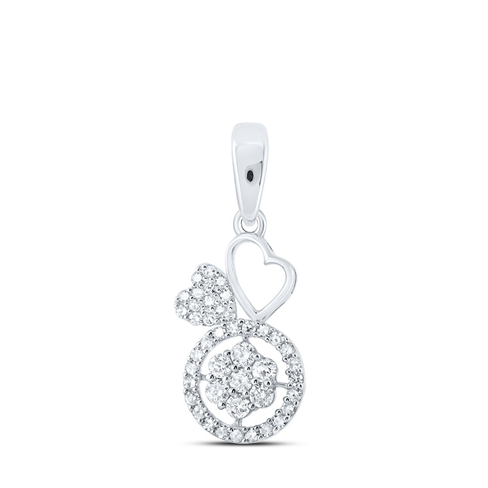 10K Yellow Or White Or Rose Gold Womens Round Diamond Heart Pendant
