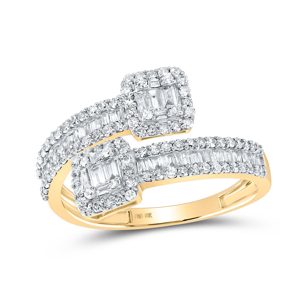 10K Yellow Or White Or Rose Gold Mens Baguette Diamond Cuff Band Ring , Mens Size: 7-13