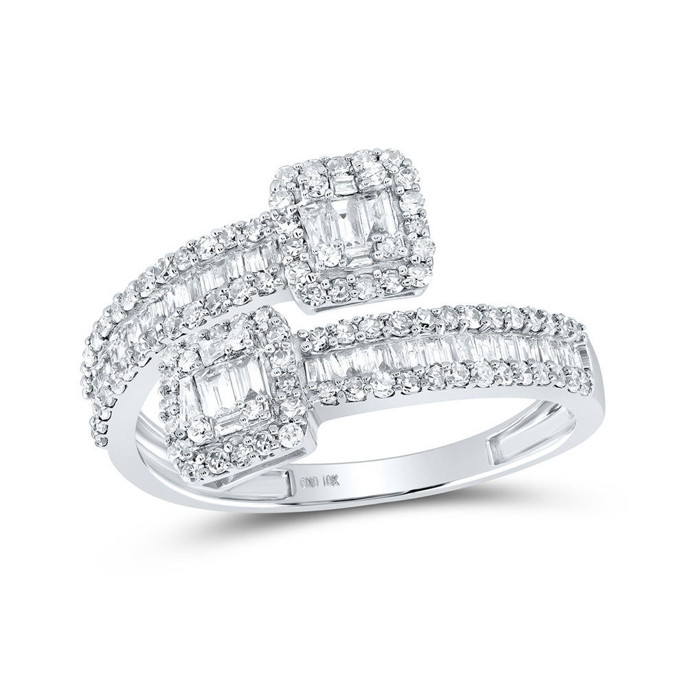 10K Yellow Or White Or Rose Gold Mens Baguette Diamond Cuff Band Ring , Mens Size: 7-13