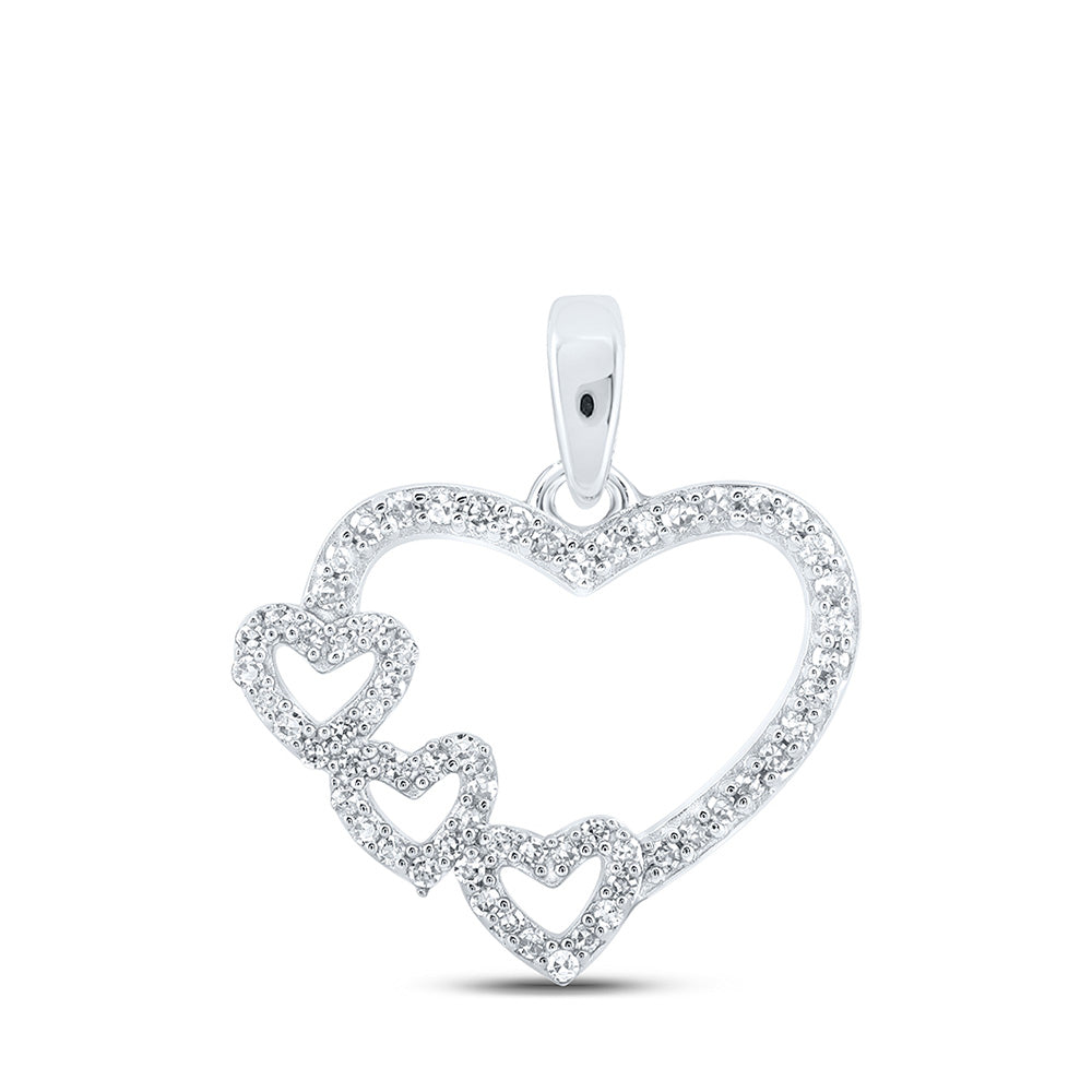 10K Yellow Or White Or Rose Gold Womens Round Diamond Heart Pendant