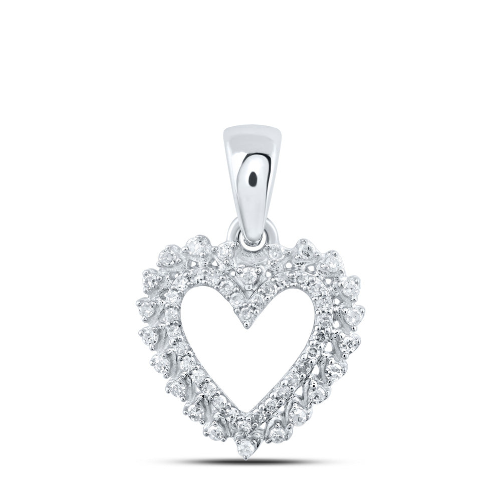 10K Yellow Or White Or Rose Gold Womens Round Diamond Heart Pendant