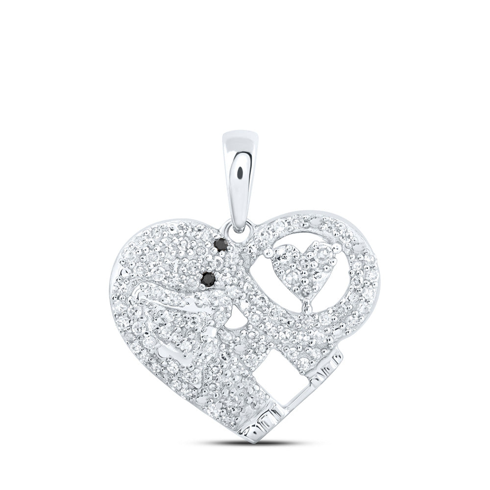 10K Yellow Or White Or Rose Gold Womens Round Diamond Elephant Heart Pendant