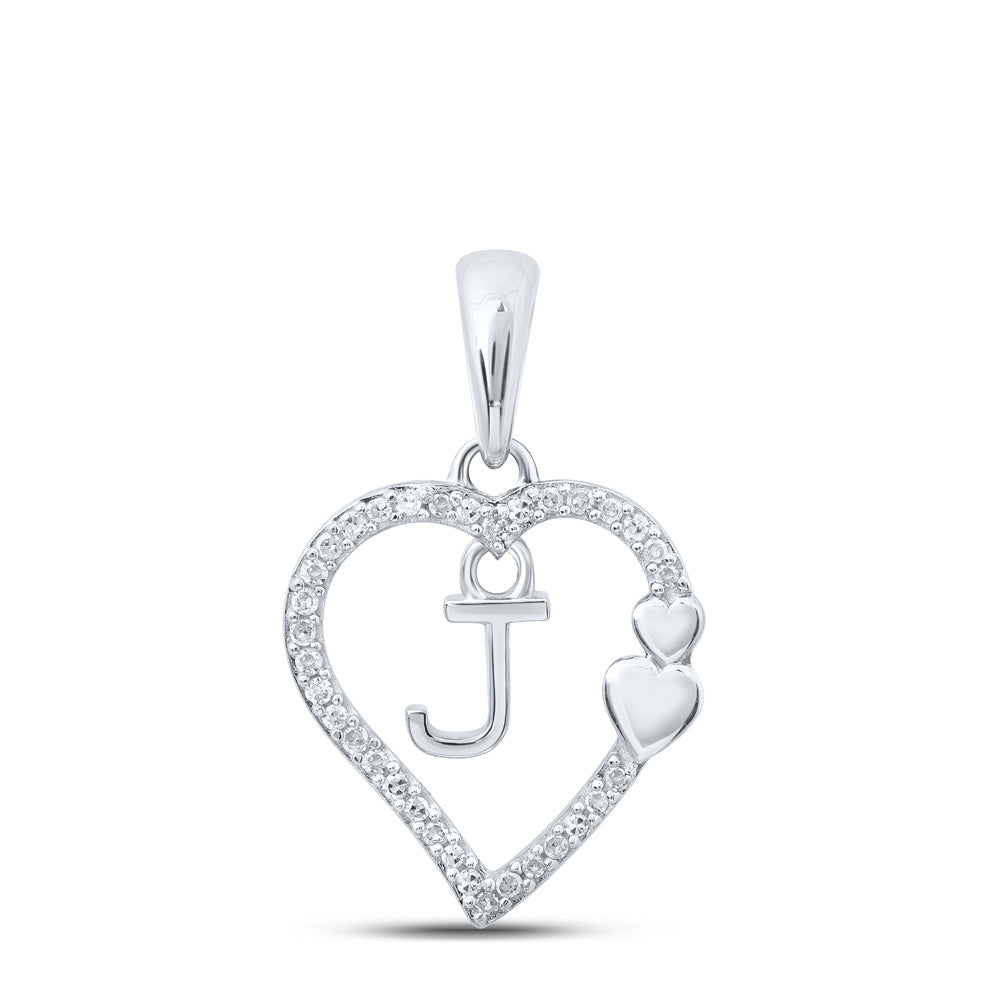 10K Yellow Or White Or Rose Gold Womens Round Diamond J Heart Letter Pendant