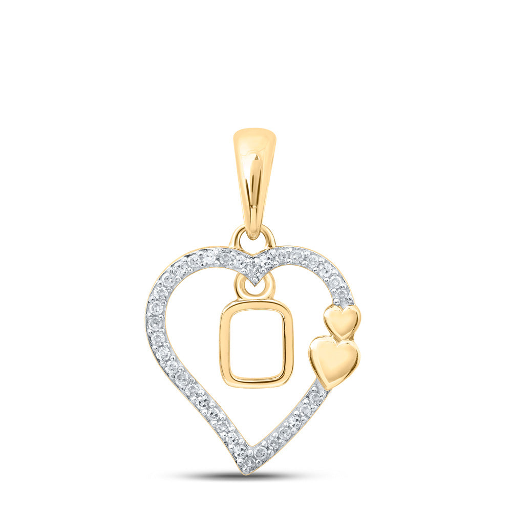 10K Yellow Or White Or Rose Gold Womens Round Diamond Heart O Letter Pendant