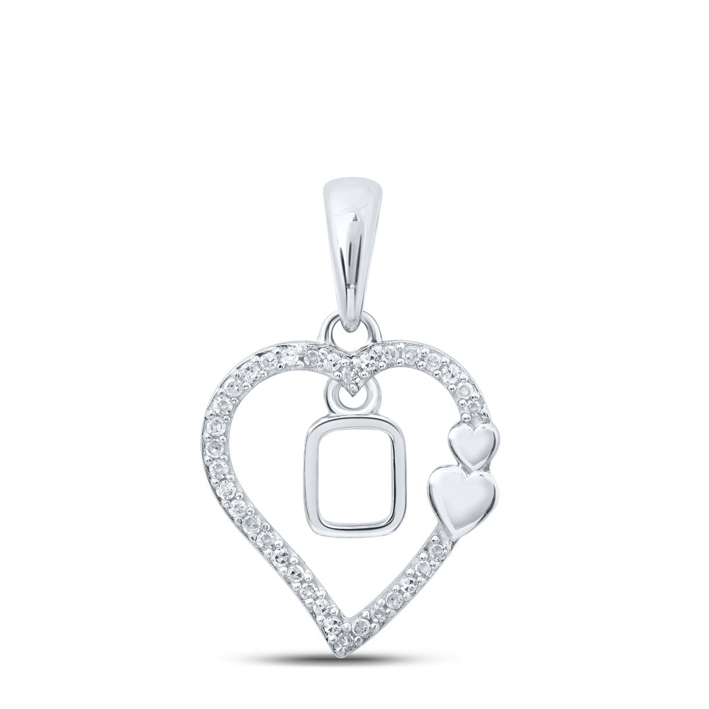 10K Yellow Or White Or Rose Gold Womens Round Diamond Heart O Letter Pendant