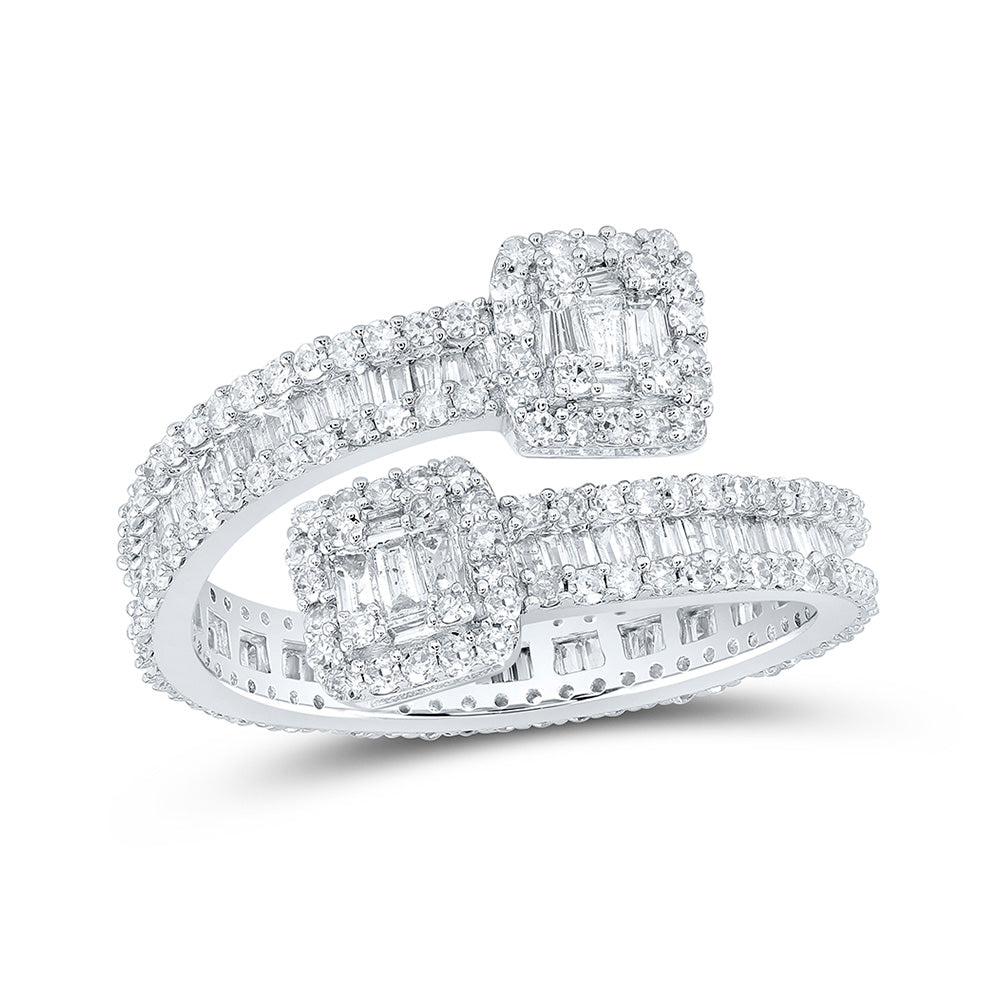 10K Yellow Or White Or Rose Gold Mens Baguette Diamond Cuff Eternity Band Ring, Mens Size: 7-13