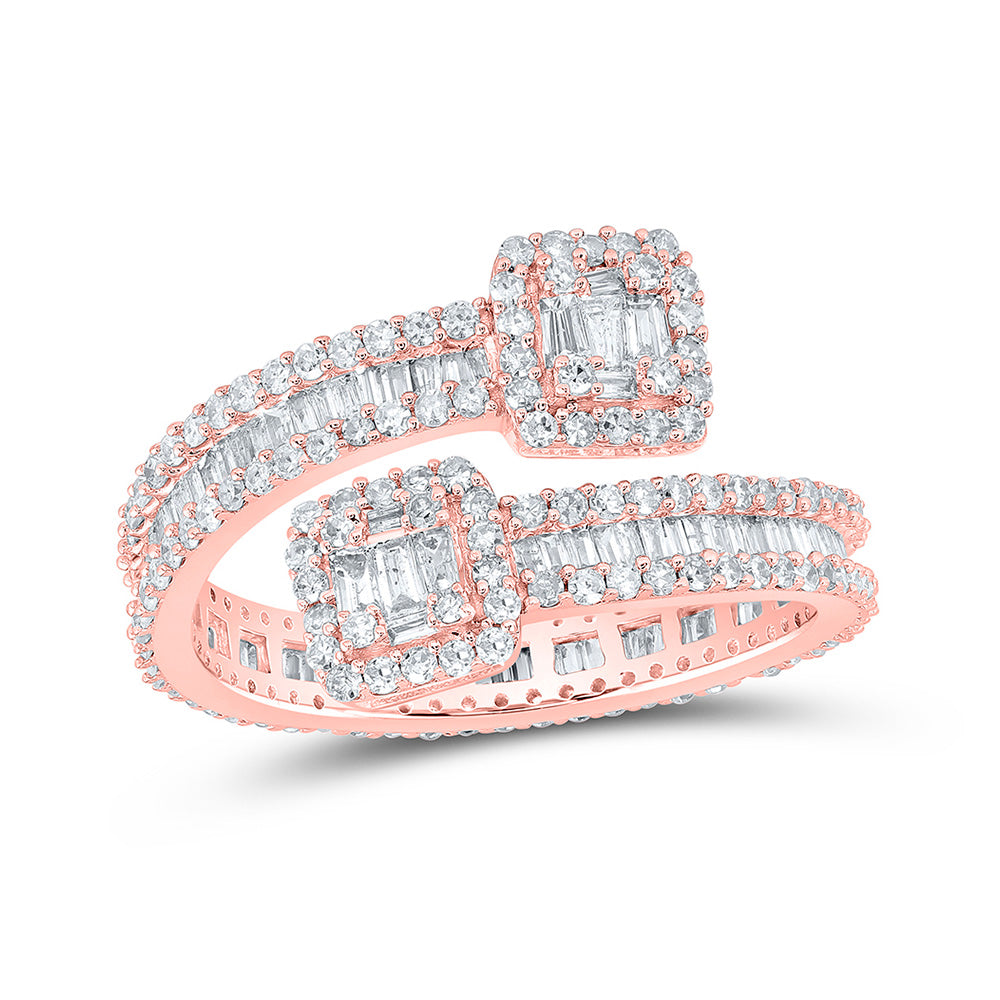 10K Yellow Or White Or Rose Gold Mens Baguette Diamond Cuff Eternity Band Ring, Mens Size: 7-13