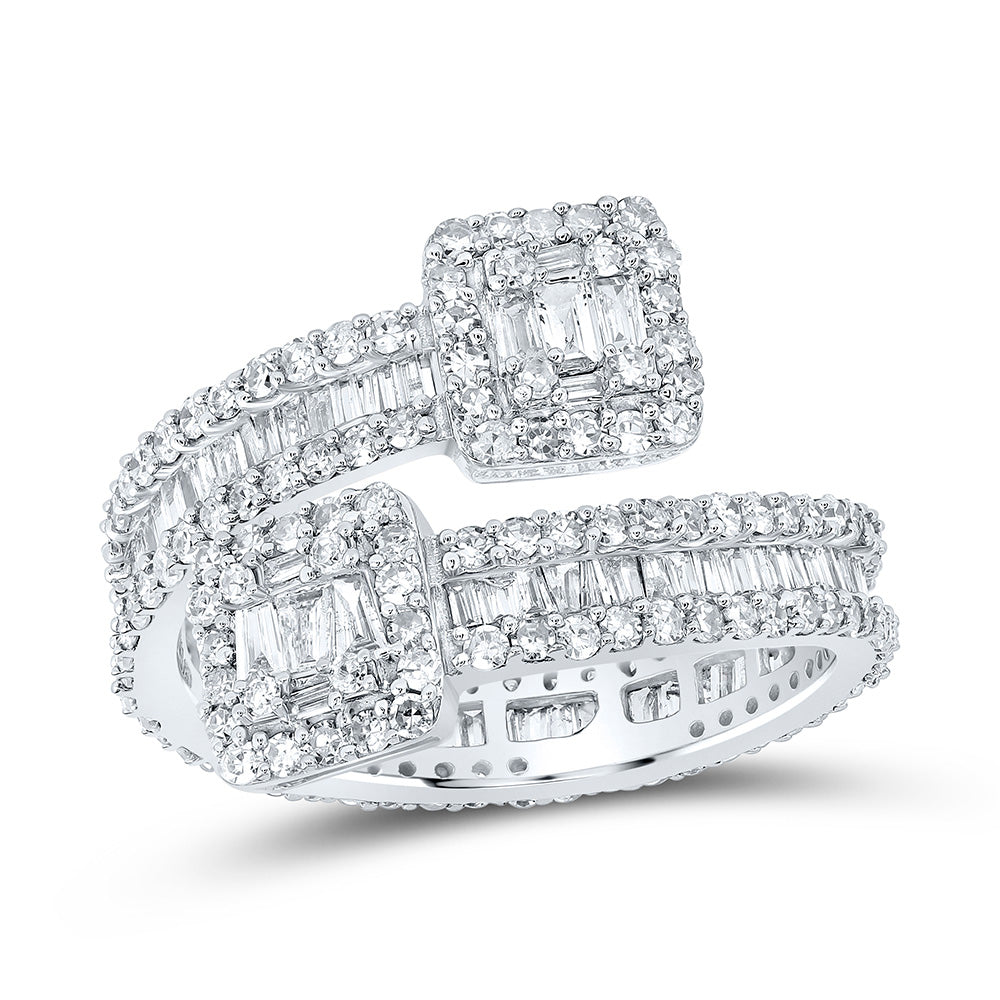 10K Yellow Or White Or Rose Gold Womens Baguette Diamond Cuff Eternity Band Ring, Womens Size: 5-10