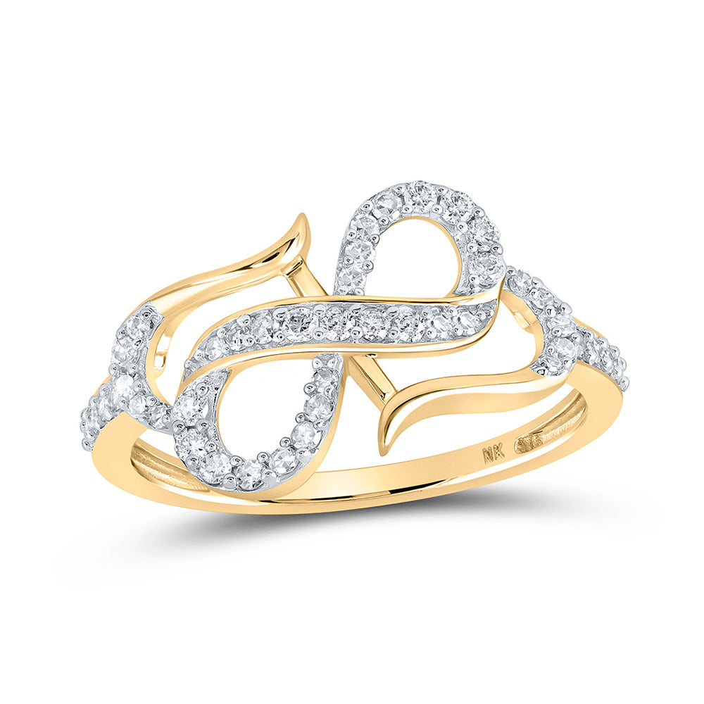 10K Yellow Or White Or Rose Gold Womens Round Diamond Infinity Heart Ring , Womens Size: 5-10