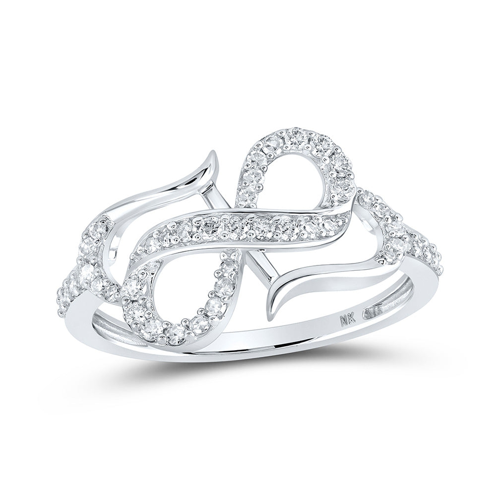 10K Yellow Or White Or Rose Gold Womens Round Diamond Infinity Heart Ring , Womens Size: 5-10