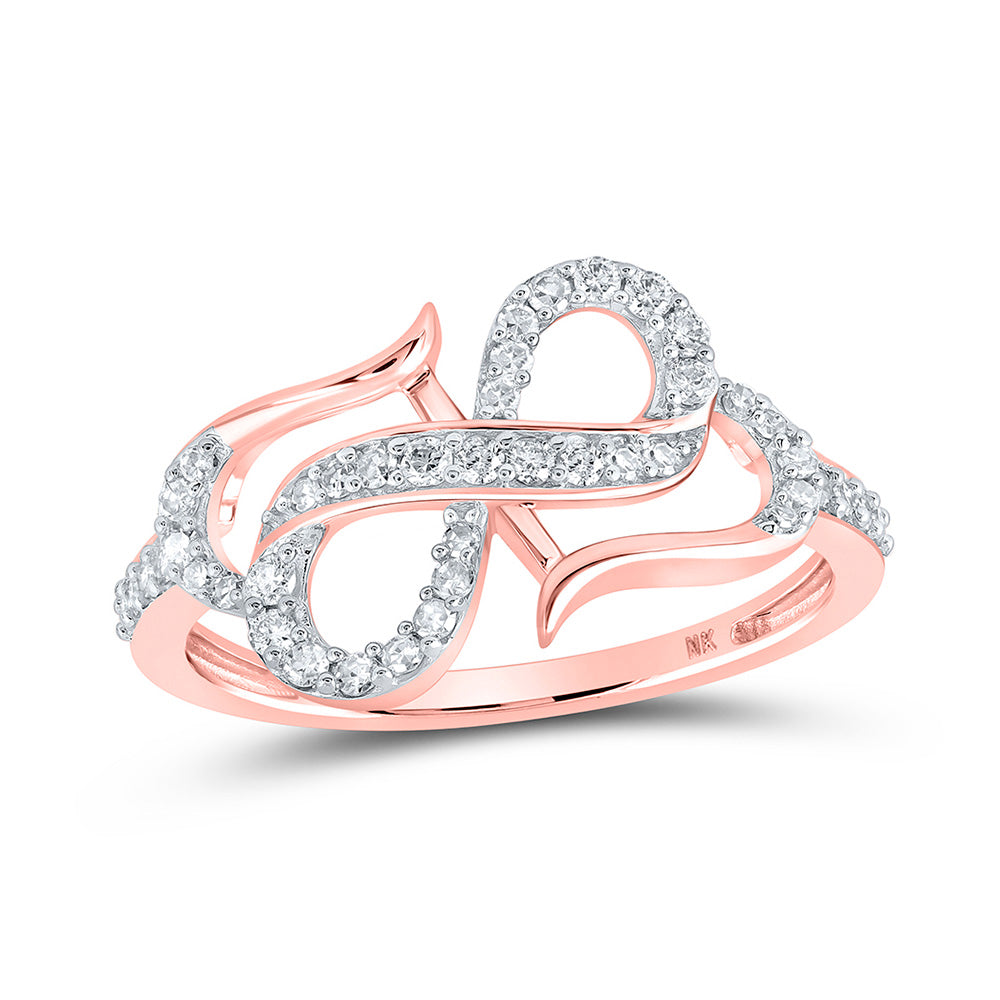 10K Yellow Or White Or Rose Gold Womens Round Diamond Infinity Heart Ring , Womens Size: 5-10