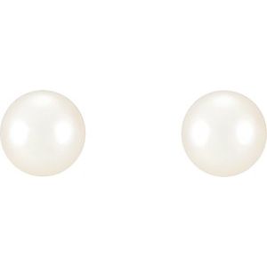 Sterling Silver Pearl 7.0-7.5 Mm Freshwater Cultured Pearl Earrings With Backs