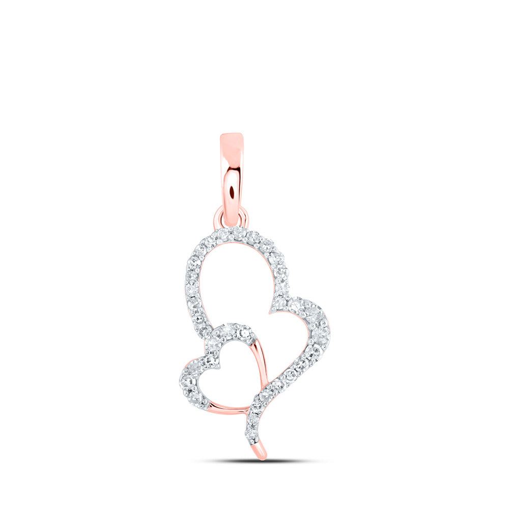 10K Yellow Or White Or Rose Gold Womens Round Diamond Heart Pendant