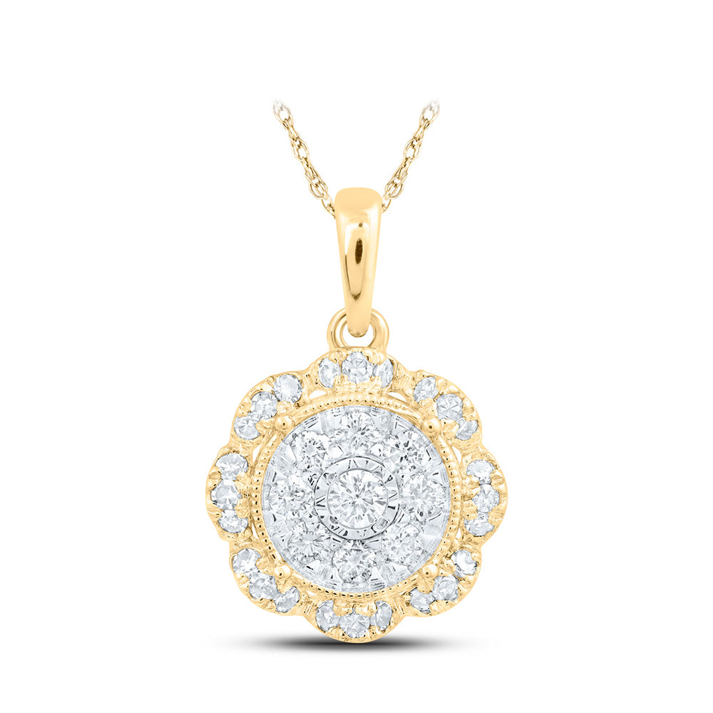 10K Yellow Or White Or Rose Gold Womens Round Diamond Circle Pendant