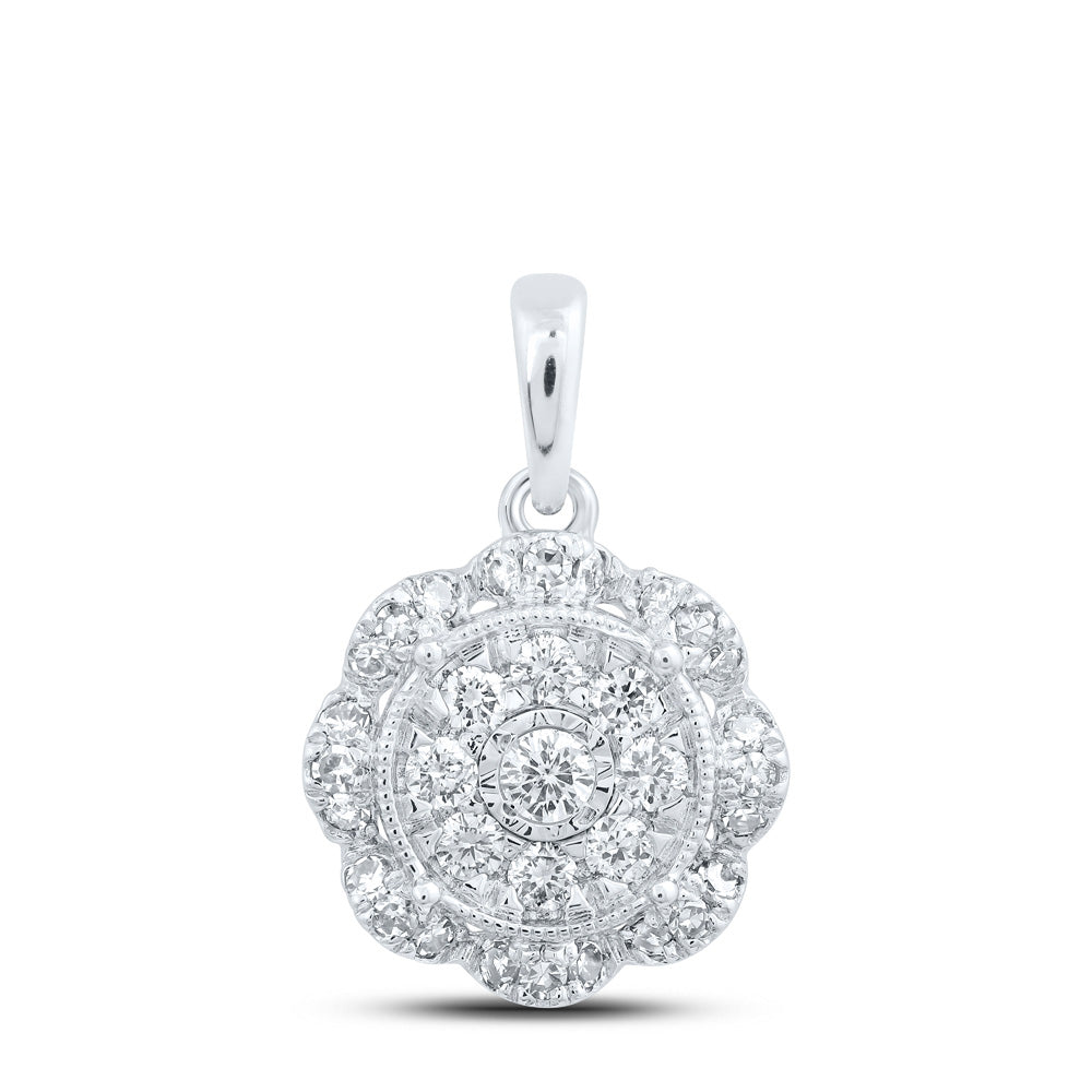 10K Yellow Or White Or Rose Gold Womens Round Diamond Circle Pendant
