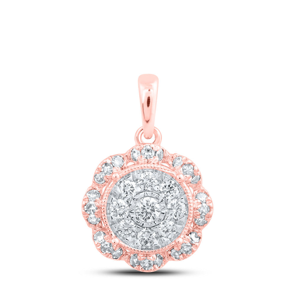 10K Yellow Or White Or Rose Gold Womens Round Diamond Circle Pendant