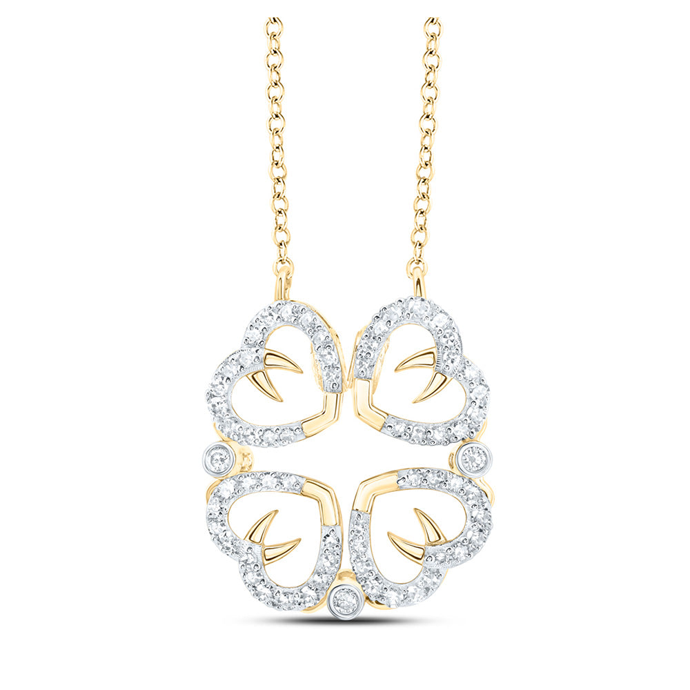 10K Yellow Or Rose Gold Womens Round Diamond Convertible Heart Necklace